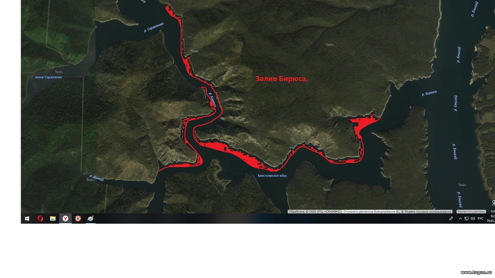 Бирюсинский залив красноярское море карта