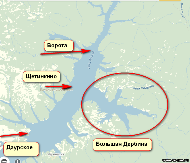 Бирюсинский залив красноярское море карта